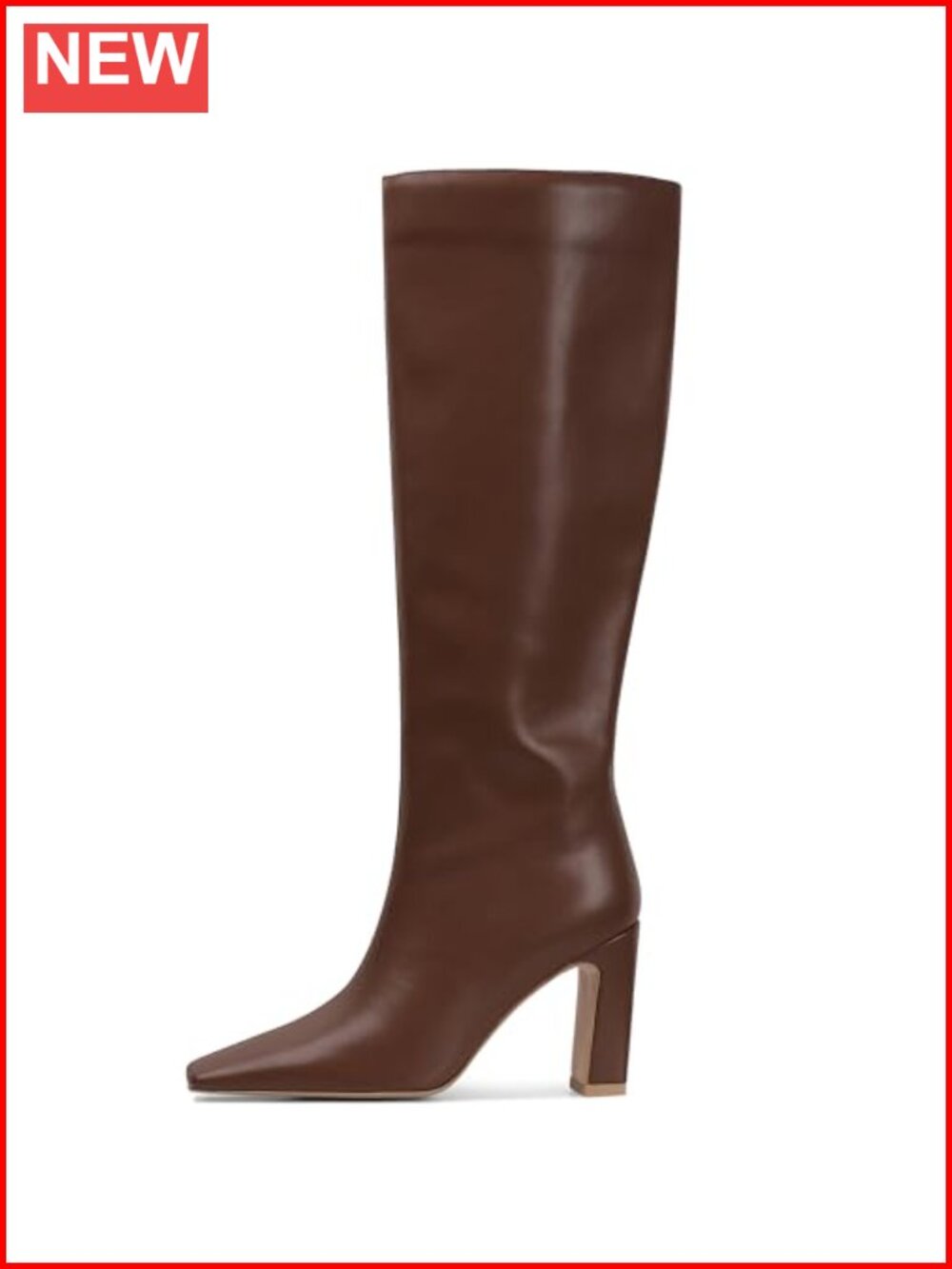 Knee High Boots Square Toe Chunky Heel Tall Faux Leather Women's